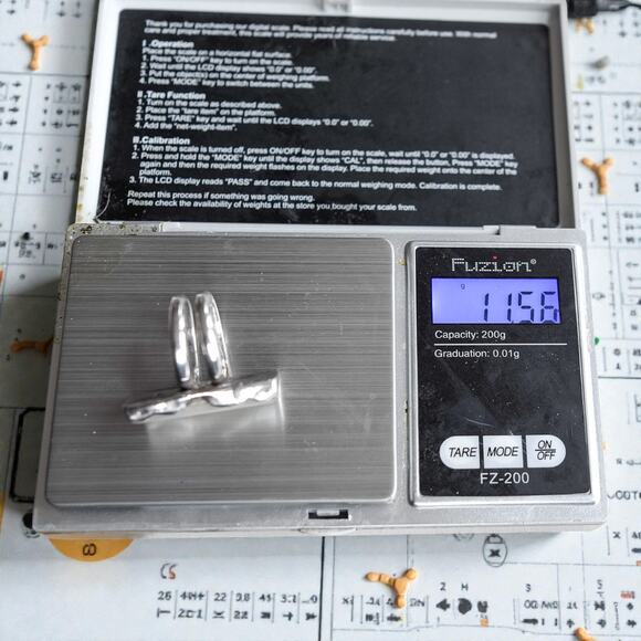 Vintage 925 Silver Abalone Shell Ring Size 8 Chunky Double Band Statement - Picture 9 of 9